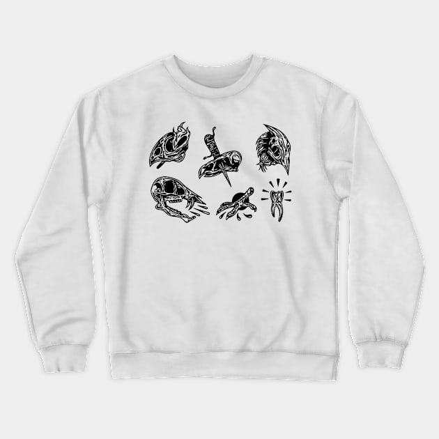 Roaming Tattoo Flash Crewneck Sweatshirt by Scottconnick